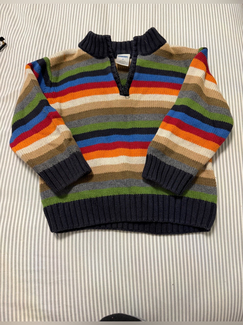 Gymboree Multi-Color Striped Sweater (navy, red, orange, blue, green, tan, gray)